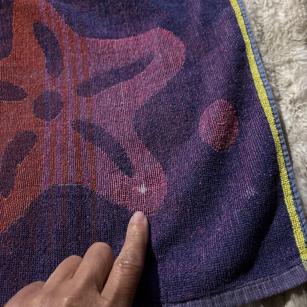 Vintage Y2K Beach Towel Retro Multi Color Pattern Shapes Funky Bath Reversible